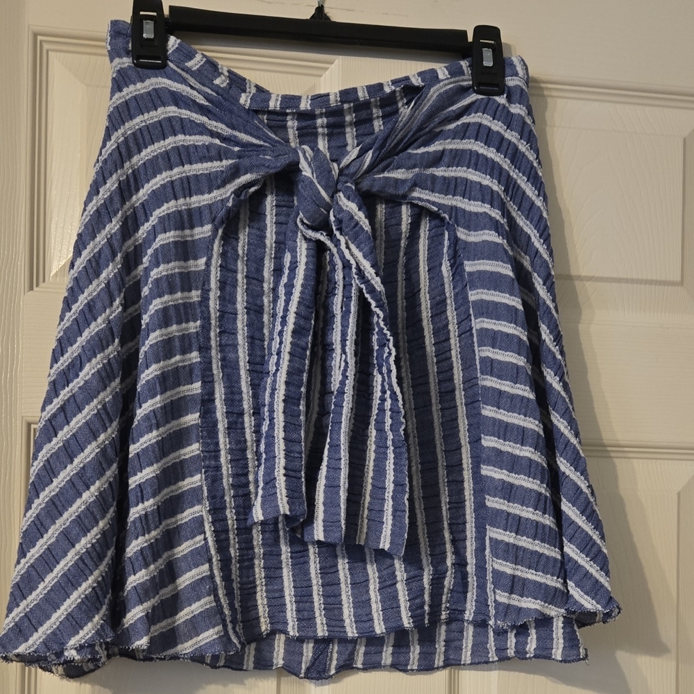 Elegant Blue and White Striped Skater Skirt